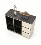 Modern Beige and Wood Glass Swing Door Filing Cabinet