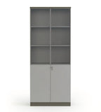 Dark Grey Wooden File Cabinet with Tinted Glass Hinged Doors and Password Lock