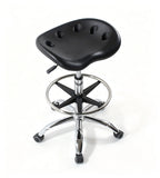 Black PU Leather Adjustable Bar Stool with Wheels, Comfortable and Durable