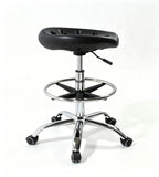Black PU Leather Adjustable Bar Stool with Wheels, Comfortable and Durable