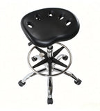 Black PU Leather Adjustable Bar Stool with Wheels, Comfortable and Durable