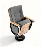 Modern Wood-Finish Foldable Auditorium Chair