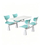 實用耐用白色岩板學校四人位連體餐枱 School Dining Table Set