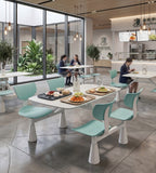實用耐用白色岩板學校四人位連體餐枱 School Dining Table Set