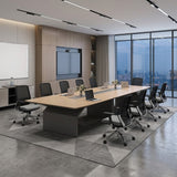 現代淺木色帶線盒會議枱 Modern Light Wood Conference Table