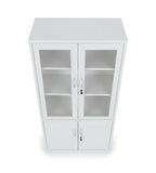 實用灰白色鋼制玻璃掩門帶鎖文件櫃 Practical White Steel Lockable Filing Cabinet