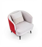 現代紅灰拼色PU皮帶抱枕單座位梳化 Modern Two-Tone PU Single Sofa