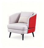 現代紅灰拼色PU皮帶抱枕單座位梳化 Modern Two-Tone PU Single Sofa