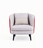 現代紅灰拼色PU皮帶抱枕單座位梳化 Modern Two-Tone PU Single Sofa