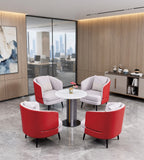 現代紅灰拼色PU皮帶抱枕單座位梳化 Modern Two-Tone PU Single Sofa