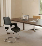現代黑色西皮弓形腳會議椅 Modern Black PU Leather Sled Base Conference Chair