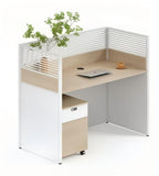 現代環保橡木色帶屏風工作枱 Modern Oak Partition Workstation