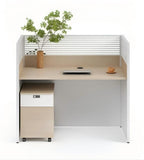 現代環保橡木色帶屏風工作枱 Modern Oak Partition Workstation