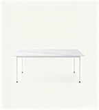 輕奢白色岩板鋼架長方形餐枱 White Sintered Stone Dining Table