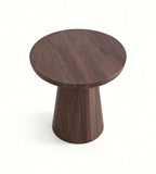 Modern Minimalist Deep Wood Grain Round Coffee Table