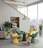 Modern Minimalist Deep Wood Grain Round Coffee Table