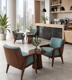 Modern Minimalist Deep Wood Grain Round Coffee Table