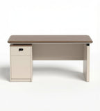 現代米色帶櫃桶辦公枱 Modern beige office desk with drawers