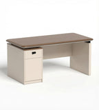 現代米色帶櫃桶辦公枱 Modern beige office desk with drawers