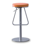 Minimalist Orange PU Leather and Stainless Steel Adjustable Bar Stool
