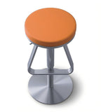 Minimalist Orange PU Leather and Stainless Steel Adjustable Bar Stool