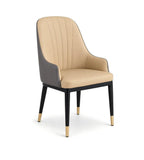 Modern Luxury Two-Tone PU Leather Dining Chair with Metal Legs and Armrests