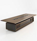商務深啡色帶線盒會議枱 Business dark brown conference table