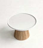 北歐白色胡桃木紋托盤圓形茶几 Nordic White Walnut Grain Tray Round Coffee Table