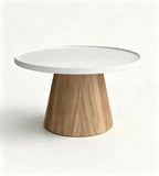 Nordic White Walnut Grain Tray Round Coffee Table