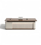 帶燈光格柵組合老闆台 Executive Desk with Integrated Lighting and Fluted Panel