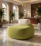 現代綠白拼色布藝低背單人沙發 Modern Fabric Single Sofa