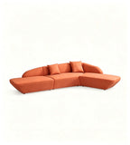 Modern Creative Orange Fabric Curved 3-Seater Sofa