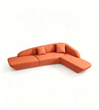 Modern Creative Orange Fabric Curved 3-Seater Sofa