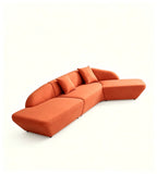Modern Creative Orange Fabric Curved 3-Seater Sofa