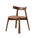簡約胡桃木色實木PU皮無扶手餐椅 Minimalist PU Leather Dining Chair