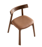 簡約胡桃木色實木PU皮無扶手餐椅 Minimalist PU Leather Dining Chair