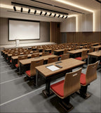 高級胡桃色實木禮堂椅雙人位 Premium Walnut-Finish Solid Wood Auditorium Chair