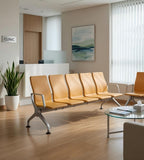 現代橙色PU皮鋼架鋁合金腳公共排椅 Orange PU Leather Public Beam Seating Waiting Chair
