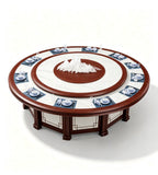New Chinese-Style Marble and Solid Wood Electric Round Table