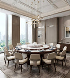 New Chinese-Style Marble and Solid Wood Electric Round Table