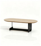 Modern Light Wood Metal Leg Oval Coffee Table