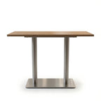 Light Wood Solid Wood Rectangular Stainless Steel Leg Dining Table | Modern Wood Dining Table