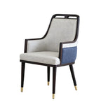 輕奢米色實木PU皮軟包帶扶手餐椅 Light Luxury Dining Chair