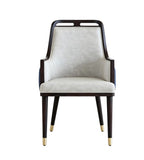 輕奢米色實木PU皮軟包帶扶手餐椅 Light Luxury Dining Chair