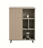 Minimalist Light Wood Low Hinged Door File Cabinet