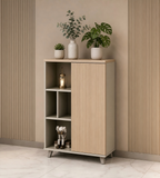 Minimalist Light Wood Low Hinged Door File Cabinet