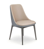 Modern Luxury Two-Tone PU Leather Titanium Grey Leg Dining Chair