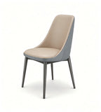 Modern Luxury Two-Tone PU Leather Titanium Grey Leg Dining Chair