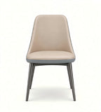 Modern Luxury Two-Tone PU Leather Titanium Grey Leg Dining Chair