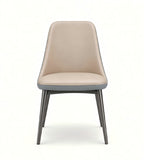現代輕奢雙拼色西皮灰鈦腳餐椅 Modern Luxury Two-Tone PU Leather Titanium Grey Leg Dining Chair